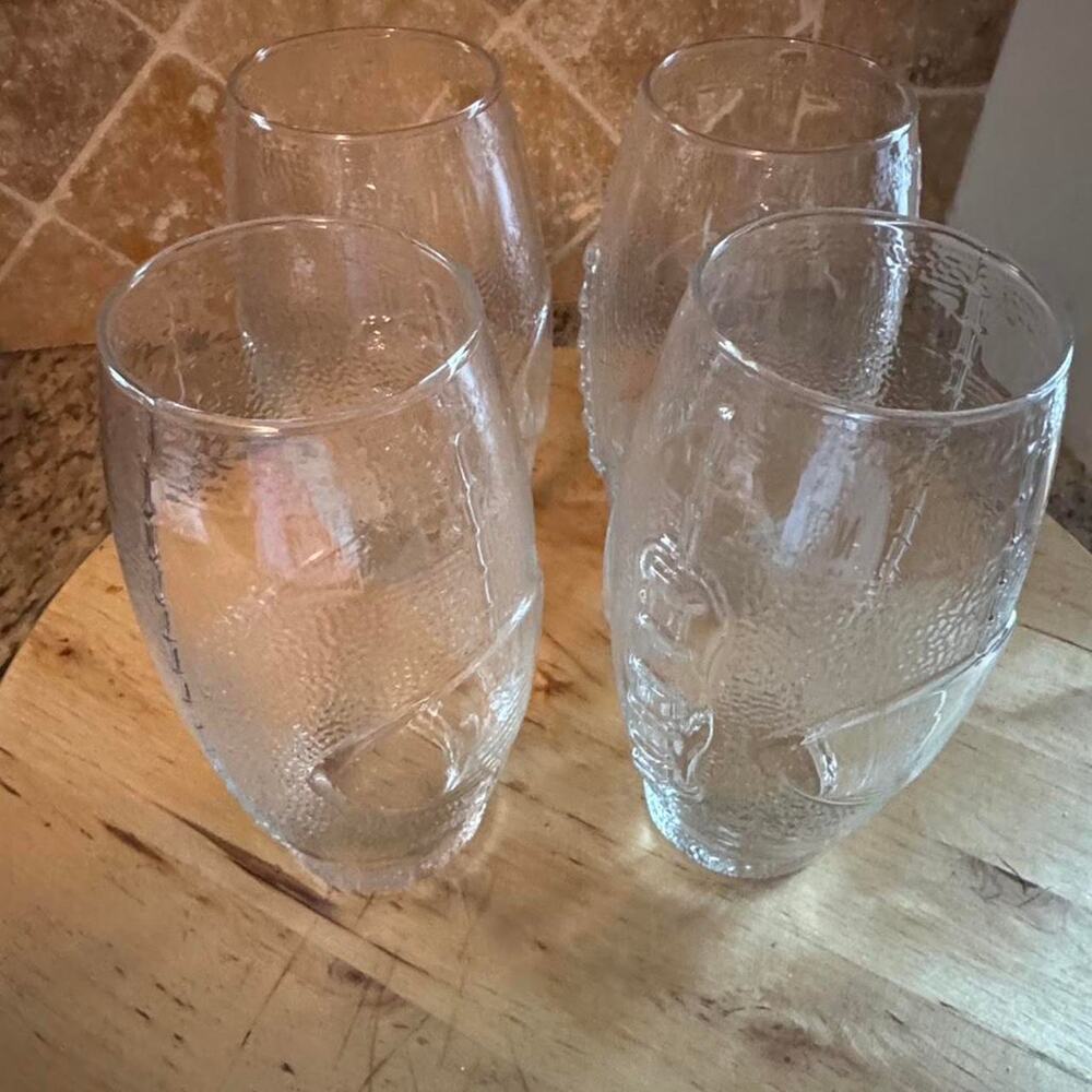 Set of four clear textured